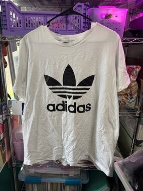 adidas White T-Shirt with Black Trefoil Logo